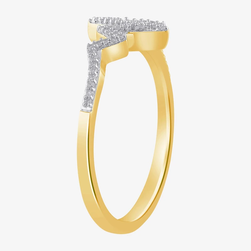 Heartbeat Womens 1/10 CT. T.W. Natural White Diamond Cocktail Ring 14K Gold Over Silver