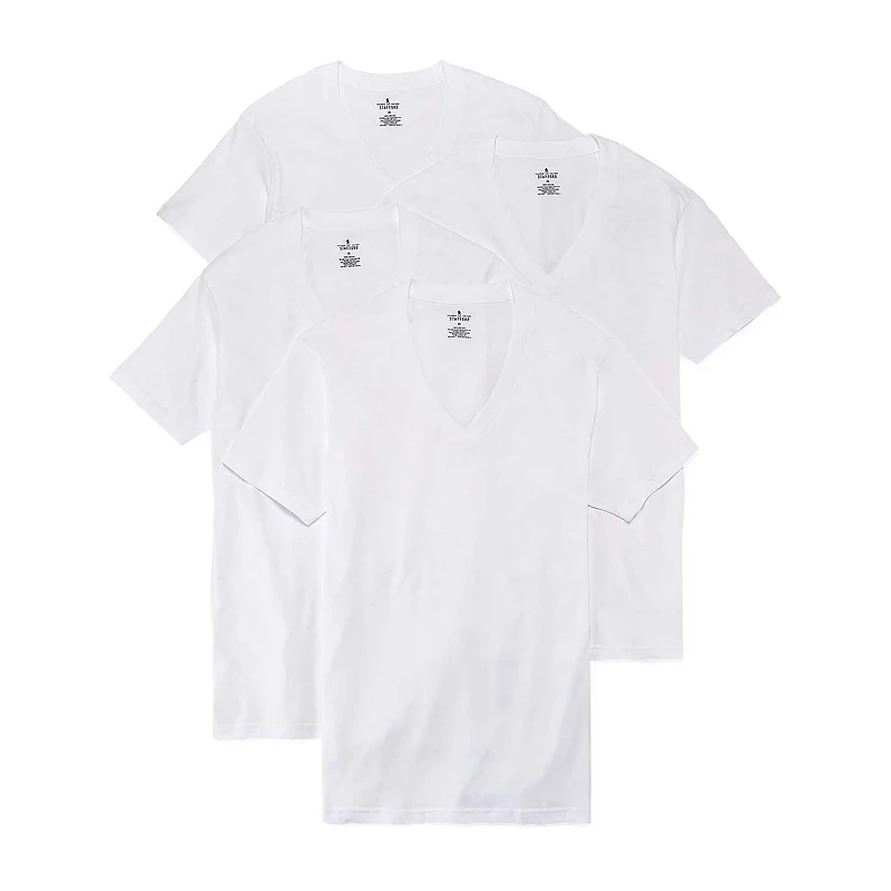 Stafford Ultra Soft Mens 4 Pack Short Sleeve V Neck T-Shirt Big and Tall