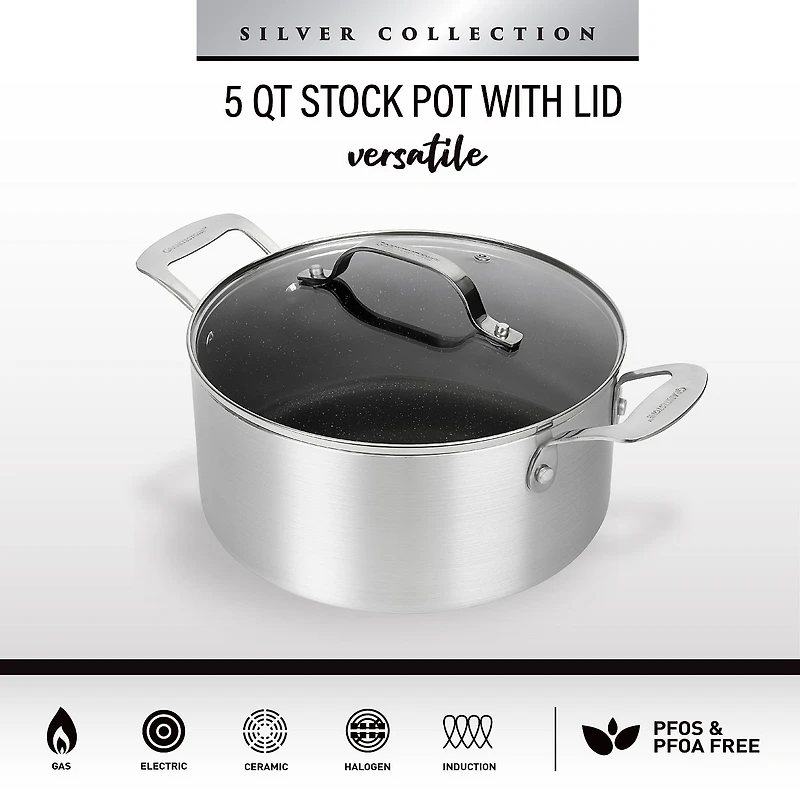 Granitestone Nonstick With Tempered Glass Lid 5 Qt Non-Stick 2-pc. Stockpot