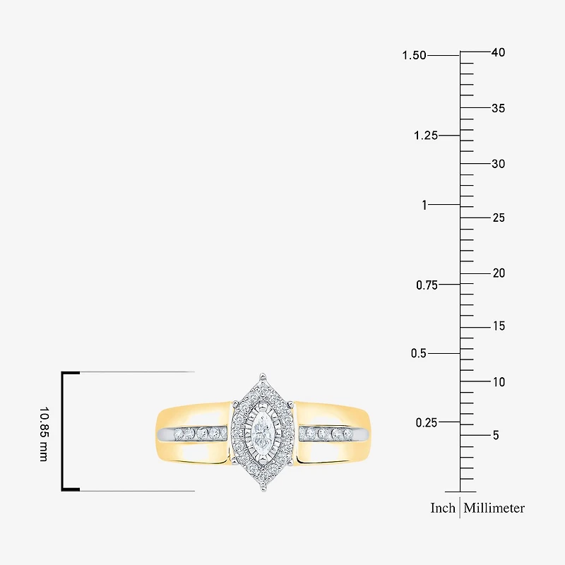 Unisex Adult 3/8 CT. T.W. Natural White Diamond 10K Gold Marquise Side Stone Halo Bridal Set