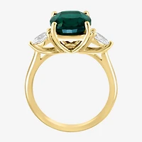 Effy Final Call  Womens Lab Created Green Emerald & 1/5 CT. T.W. Lab Grown Diamond 14K Gold Pear Cushion Cocktail Ring