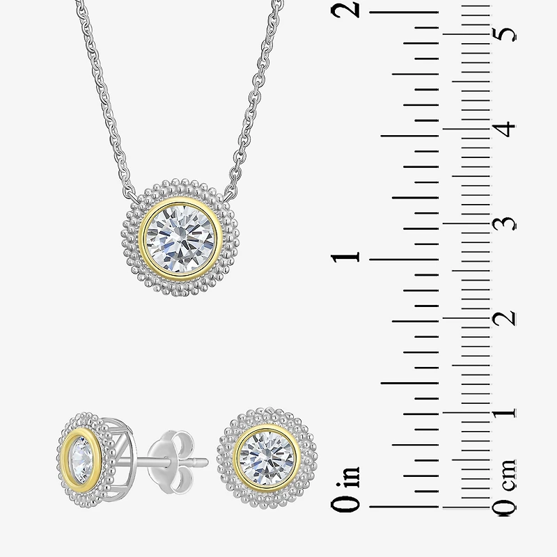 Womens Cubic Zirconia 10K Gold Sterling Silver Round 2-pc. Jewelry Set