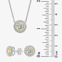 Womens Cubic Zirconia 10K Gold Sterling Silver Round 2-pc. Jewelry Set