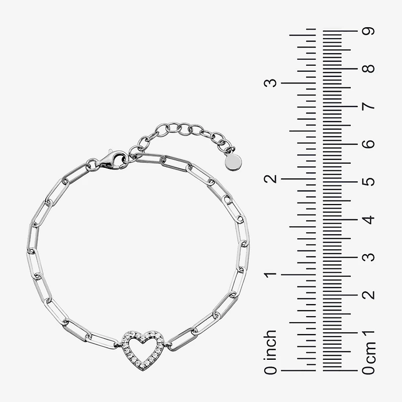 Paris 1901 By Charles Garnier Womens Sterling Silver Solid Heart 6 3/4 Inch Link Bracelet