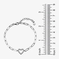 Paris 1901 By Charles Garnier Womens Sterling Silver Solid Heart 6 3/4 Inch Link Bracelet