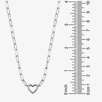Paris 1901 By Charles Garnier Womens White Cubic Zirconia Sterling Silver Heart Paperclip 18 Inch Pendant Necklace