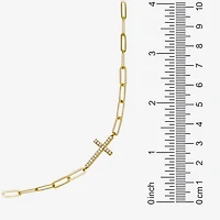 Paris 1901 By Charles Garnier Womens White Cubic Zirconia 18K Gold Over Silver Cross 17 Inch Pendant Necklace