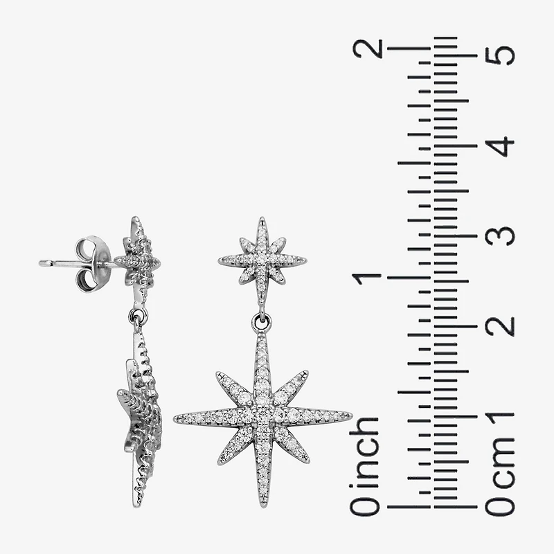 Paris 1901 By Charles Garnier North Star Womens Cubic Zirconia Sterling Silver Star Drop Earrings
