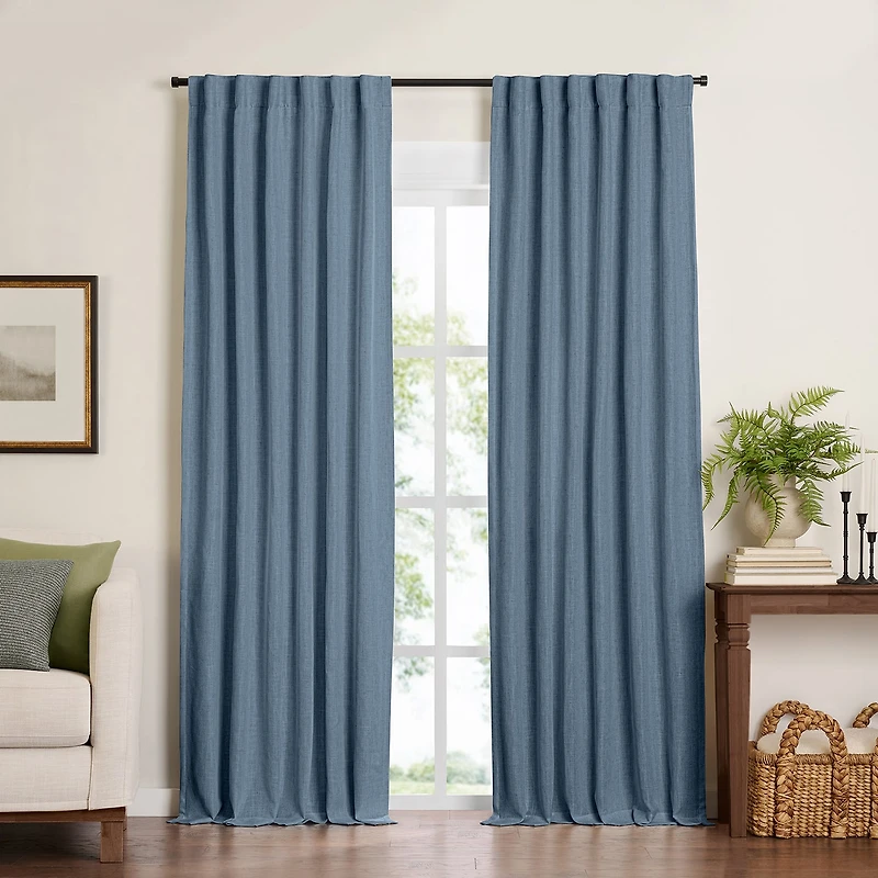 Threadmade Harrow Rod Pocket Back Tab Blackout Single Curtain Panel