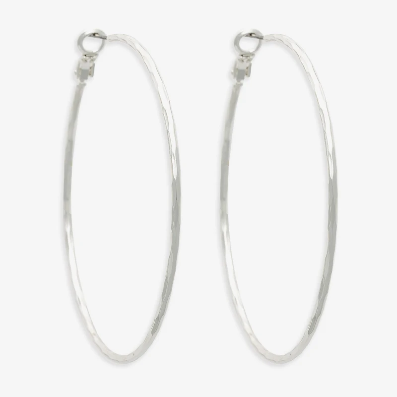 Bold Elements Silver Tone Womens Stainless Steel 32.1mm Hoop Earrings