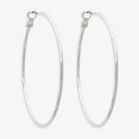 Bold Elements Silver Tone Womens Stainless Steel 32.1mm Hoop Earrings