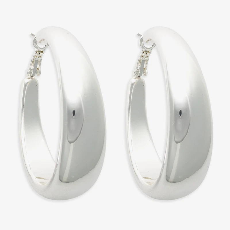 Bold Elements Silver Tone Womens 30.1mm Hoop Earrings