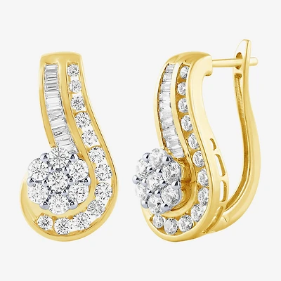 Diamond Blossom (G / Si2) Womens 2 CT. T.W. Lab Grown White Diamond 10K Gold Flower Drop Earrings