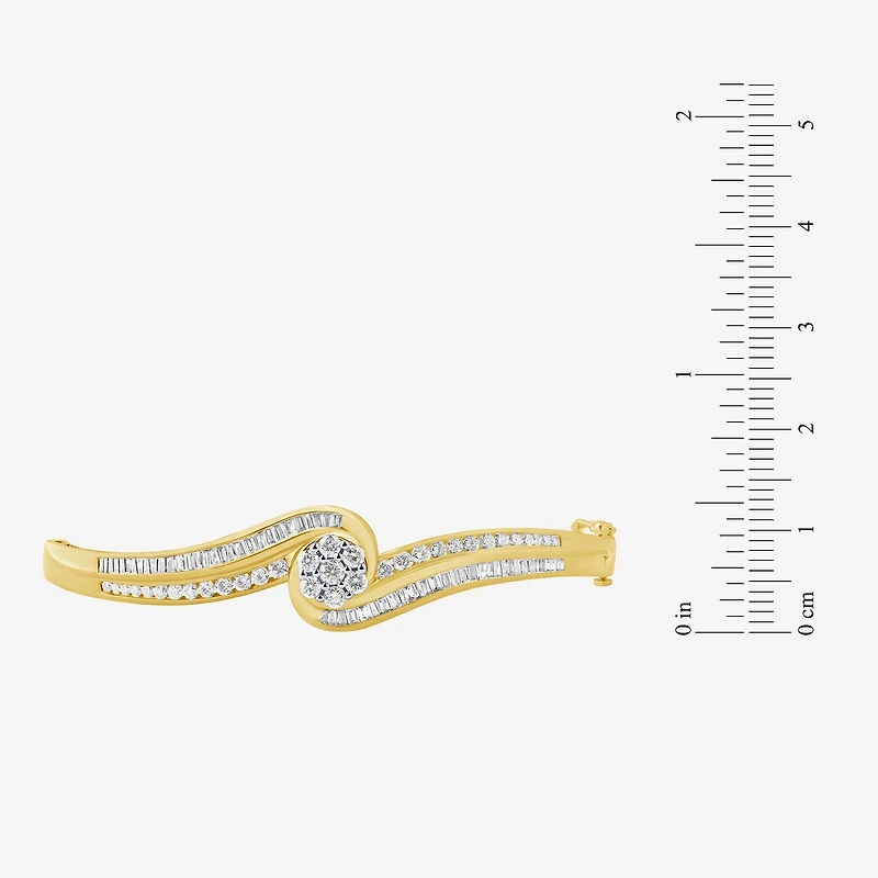 Diamond Blossom (G / Si2) Womens 2 CT. T.W. Lab Grown White Diamond 10K Gold Flower Bangle Bracelet