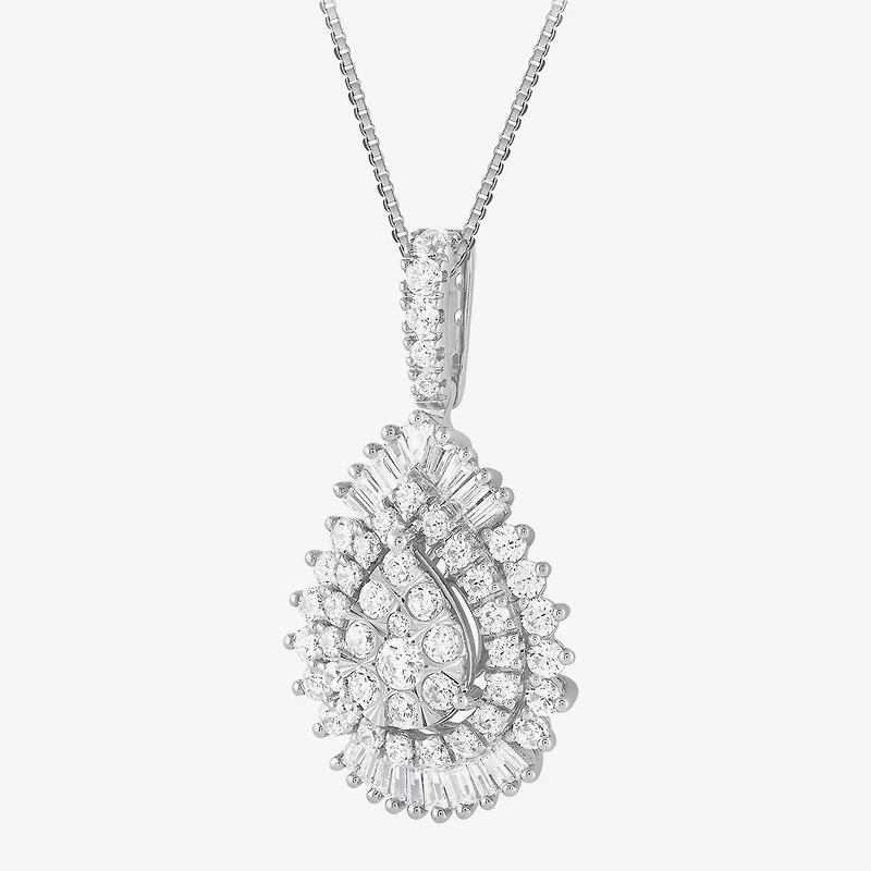 (G / Si2) Womens 2 CT. T.W. Lab Grown White Diamond 14K Gold Pear 18 Inch Pendant Necklace