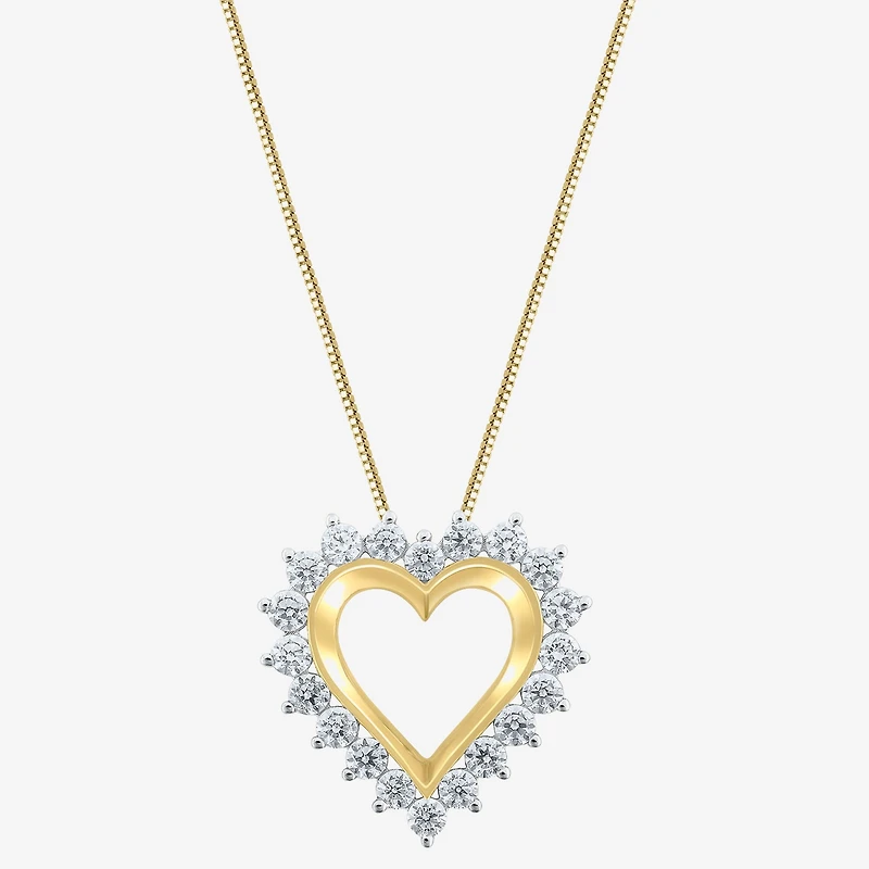 (G / Si2) Womens 2 CT. T.W. Lab Grown White Diamond 14K Gold Heart 18 Inch Pendant Necklace