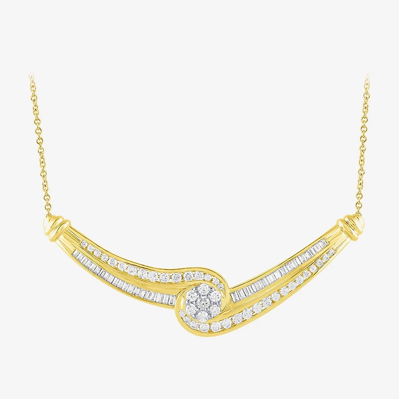 Diamond Blossom (G / Si2) Womens 2 CT. T.W. Lab Grown White Diamond 10K Gold Flower 18 Inch Pendant Necklace