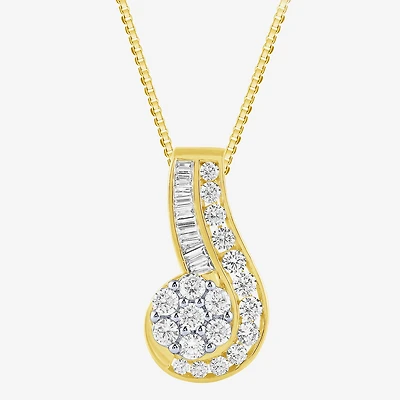 Diamond Blossom (G / Si2) Womens 2 CT. T.W. Lab Grown White Diamond 10K Gold Flower 18 Inch Pendant Necklace