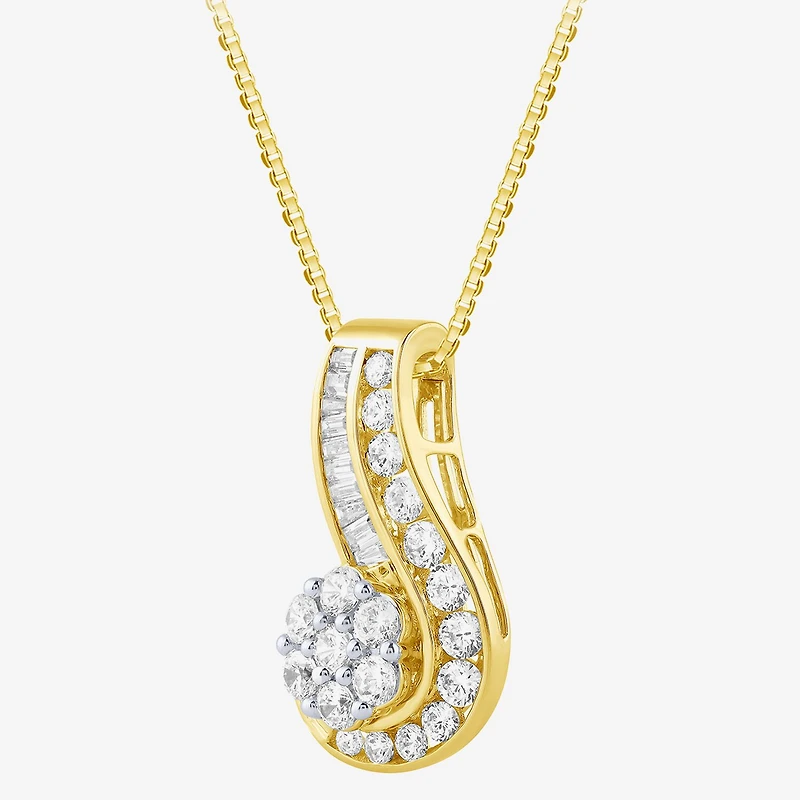 Diamond Blossom (G / Si2) Womens 2 CT. T.W. Lab Grown White Diamond 10K Gold Flower 18 Inch Pendant Necklace