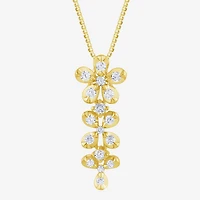 Diamond Blossom (G / Si2) Womens 1/2 CT. T.W. Lab Grown White Diamond 10K Gold Flower 18 Inch Pendant Necklace