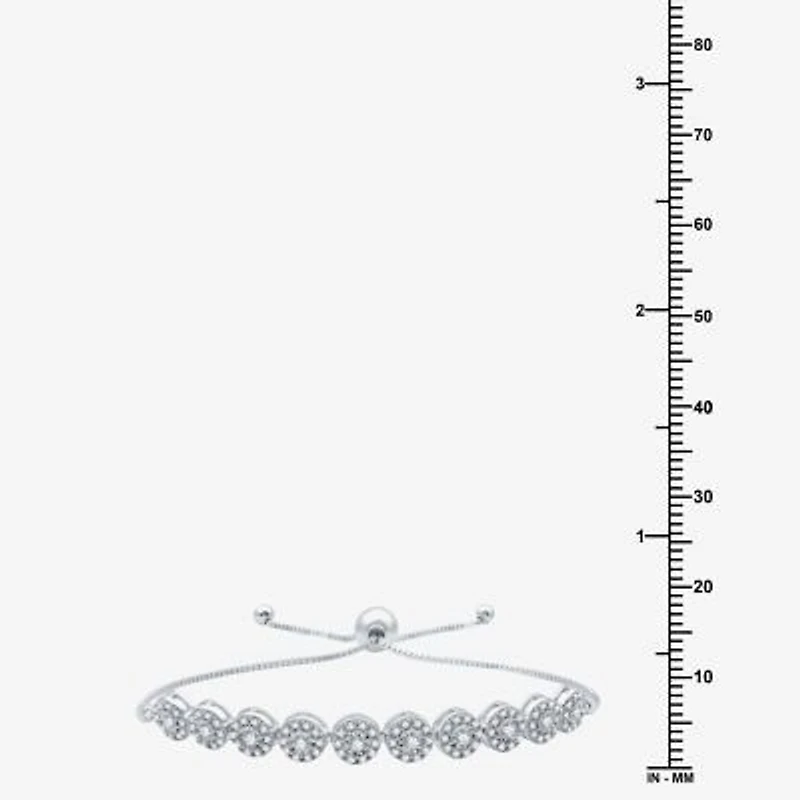 (H-I / I1) Womens 1 CT. T.W. Lab Grown White Diamond Sterling Silver Bolo Bracelet