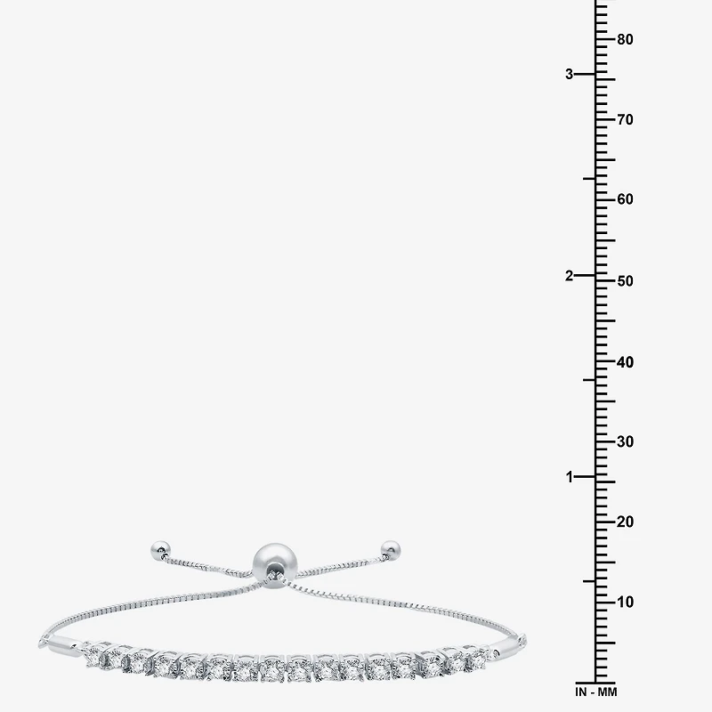 Womens 1/ CT. T.W. Lab Grown White Diamond Sterling Silver Bolo Bracelet
