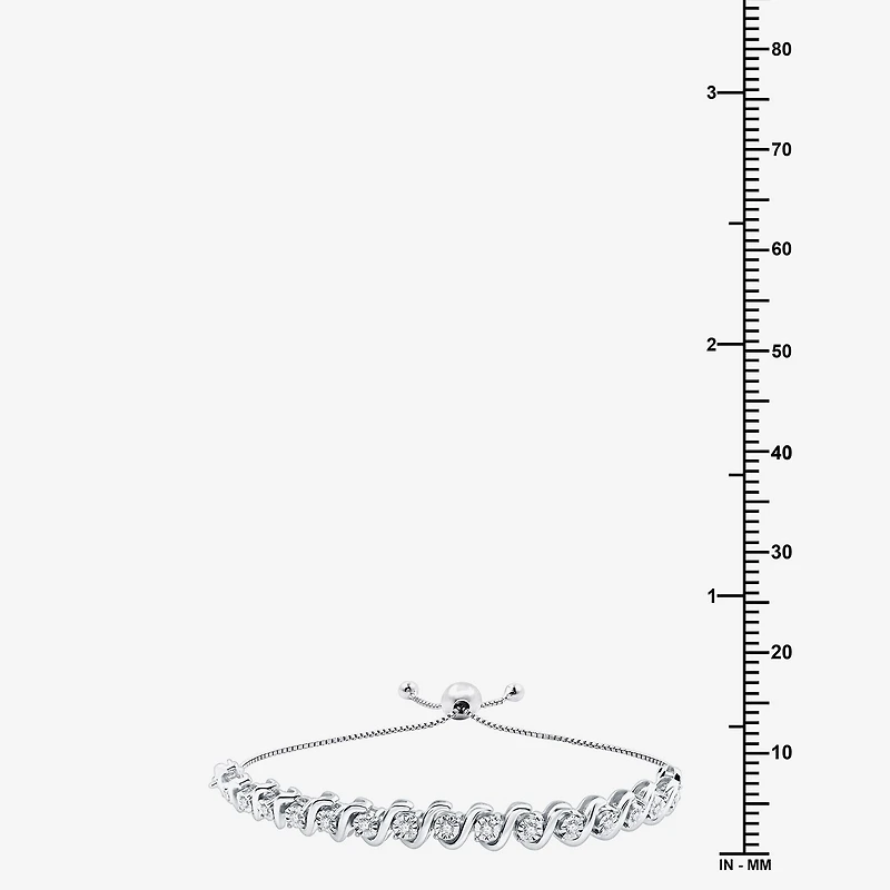 Womens 1/4 CT. T.W. Lab Grown White Diamond Sterling Silver Bolo Bracelet