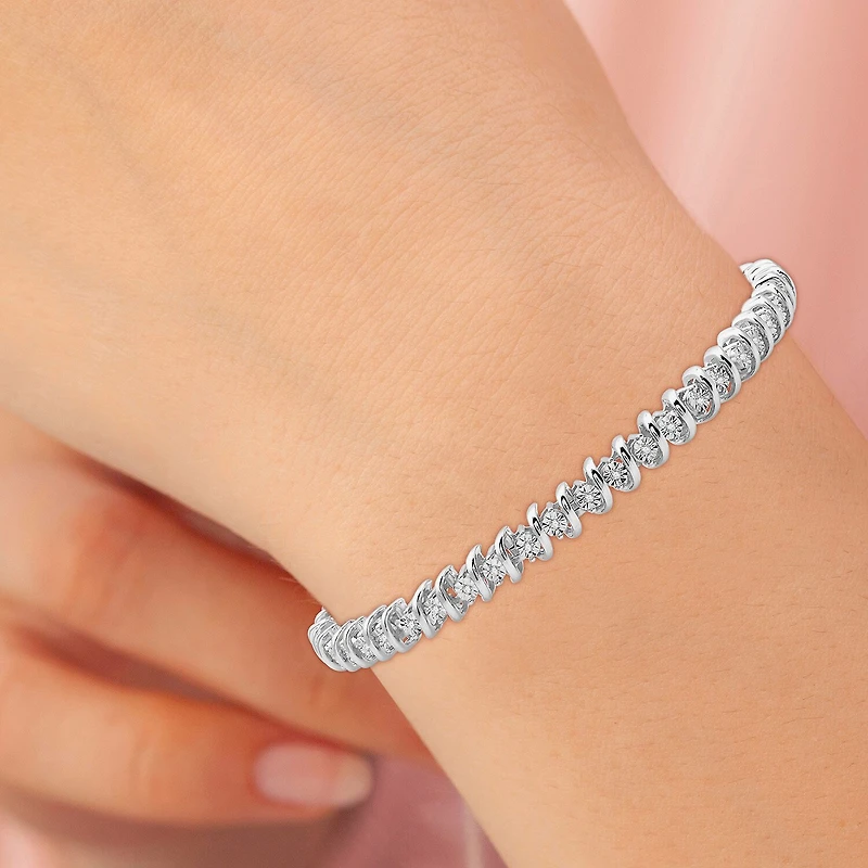 Womens 1/4 CT. T.W. Lab Grown White Diamond Sterling Silver 7.5 Inch Tennis Bracelet