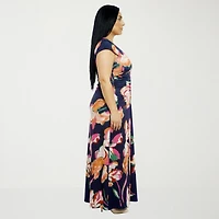 24seven Comfort Apparel Womens Plus Short Sleeve Floral Wrap Dress