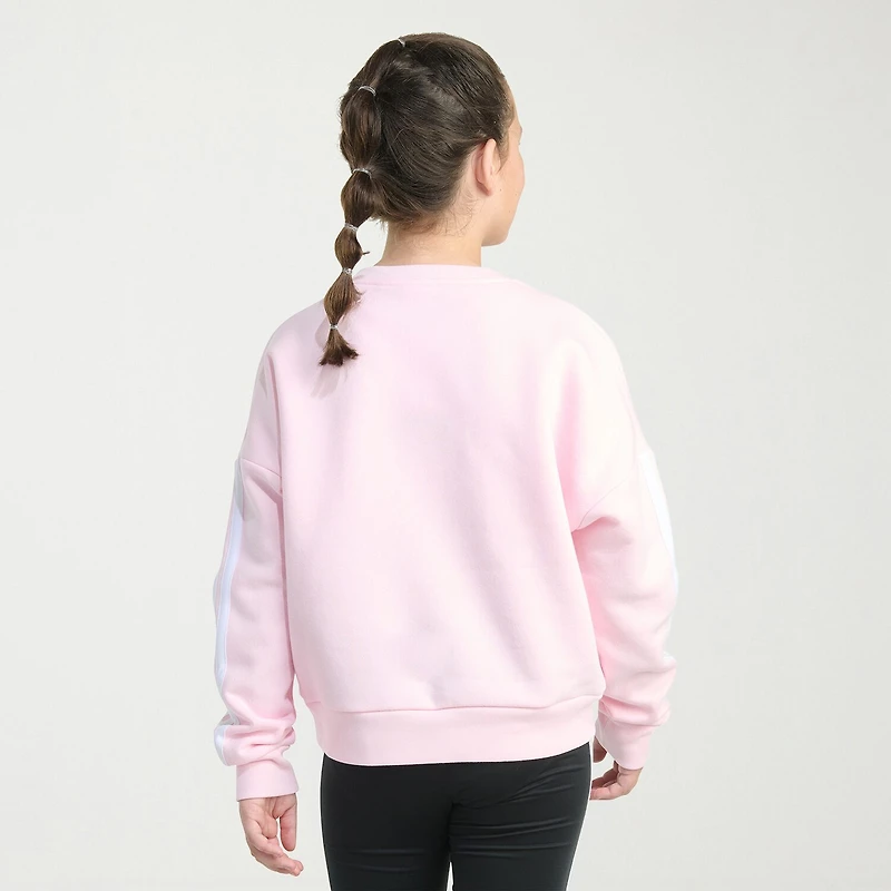adidas Big Kid Girls Crew Neck Fleece Embroidered Long Sleeve Sweatshirt