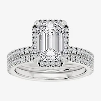 Signature By Modern Bride (F / Vs2) Womens / CT. T.W. Lab Grown White Diamond 10K Gold Side Stone Halo Bridal Set