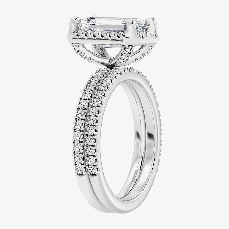 Signature By Modern Bride (F / Vs2) Womens / CT. T.W. Lab Grown White Diamond 10K Gold Side Stone Halo Bridal Set