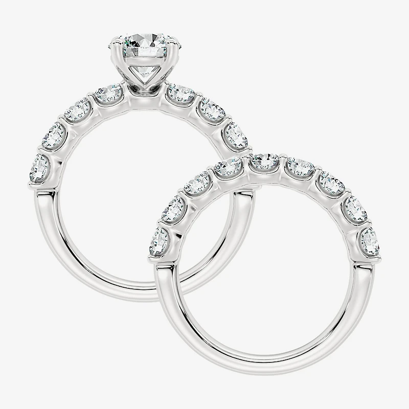 Signature By Modern Bride (F / Vs2) Womens 5 / CT. T.W. Lab Grown White Diamond 10K Gold Round Side Stone Bridal Set