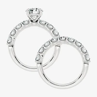 Signature By Modern Bride (F / Vs2) Womens 5 / CT. T.W. Lab Grown White Diamond 10K Gold Round Side Stone Bridal Set