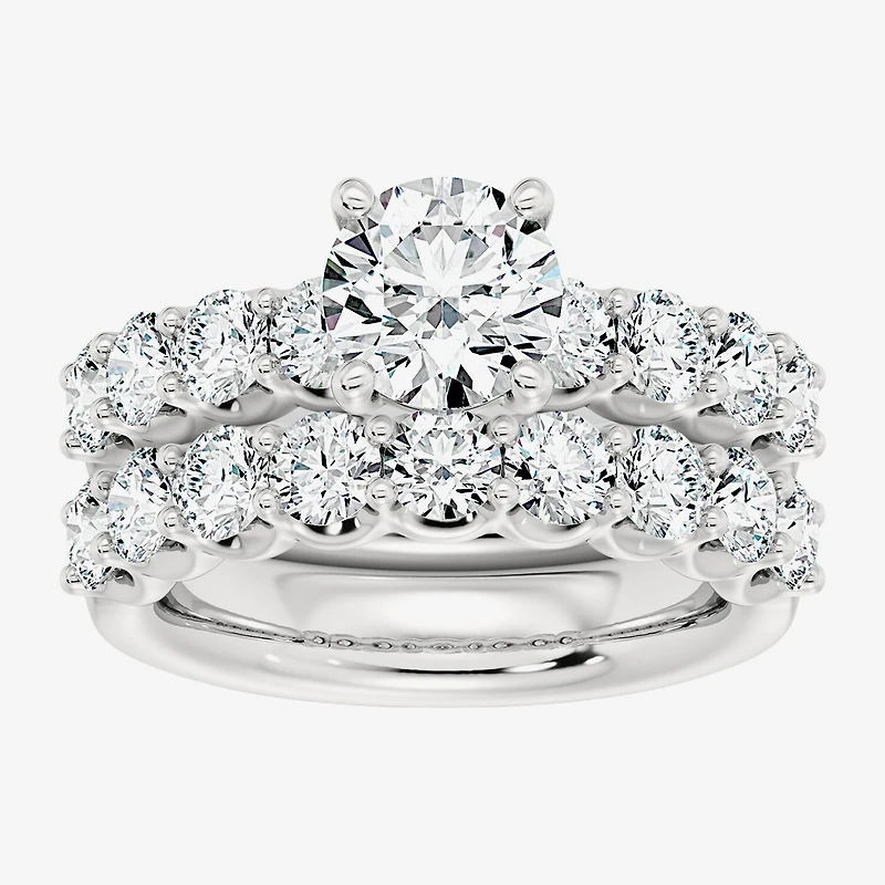 Signature By Modern Bride (F / Vs2) Womens 5 / CT. T.W. Lab Grown White Diamond 10K Gold Round Side Stone Bridal Set