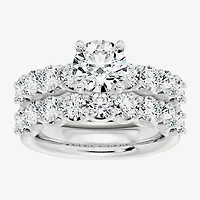 Signature By Modern Bride (F / Vs2) Womens 5 / CT. T.W. Lab Grown White Diamond 10K Gold Round Side Stone Bridal Set