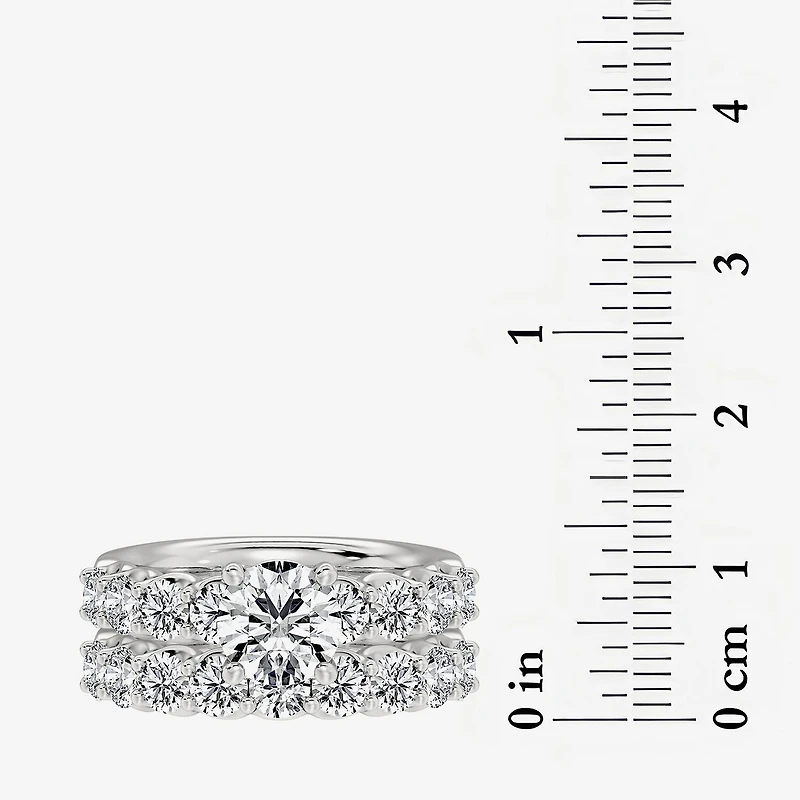 Signature By Modern Bride (F / Vs2) Womens 5 / CT. T.W. Lab Grown White Diamond 10K Gold Round Side Stone Bridal Set