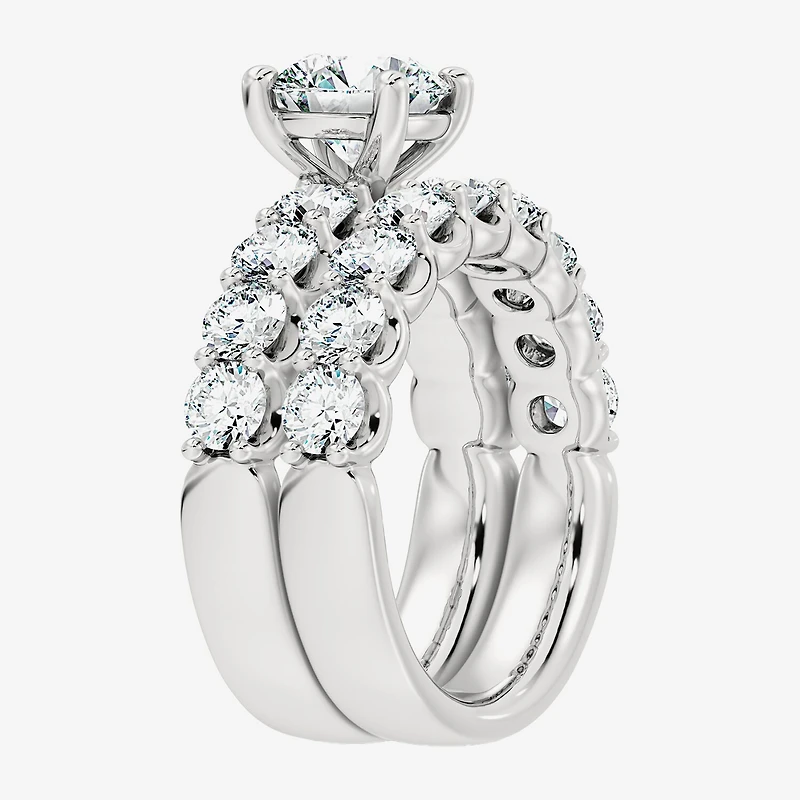 Signature By Modern Bride (F / Vs2) Womens 5 / CT. T.W. Lab Grown White Diamond 10K Gold Round Side Stone Bridal Set