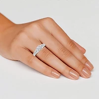 (F / Vs2) Womens 1 1/2 CT. T.W. Lab Grown White Diamond 10K Gold Round Side Stone Engagement Ring