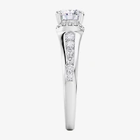 (F / Vs2) Womens 1 1/2 CT. T.W. Lab Grown White Diamond 10K Gold Round Side Stone Engagement Ring