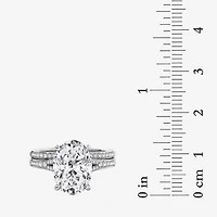 (F,Vs2) Womens 5 1/2 CT. T.W. Lab Grown White Diamond 14K Gold Oval Side Stone Bridal Set