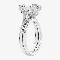 (F,Vs2) Womens 5 1/2 CT. T.W. Lab Grown White Diamond 14K Gold Oval Side Stone Bridal Set