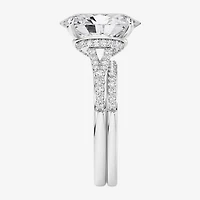 (F,Vs2) Womens 5 1/2 CT. T.W. Lab Grown White Diamond 14K Gold Oval Side Stone Bridal Set