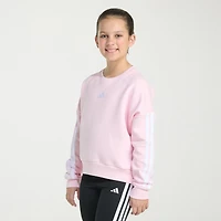 adidas Big Kid Girls Crew Neck Fleece Embroidered Long Sleeve Sweatshirt