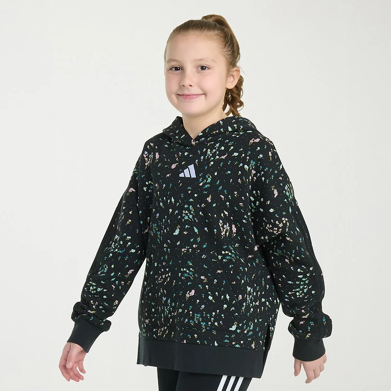 adidas Big Kid Girls Long Sleeve Embroidered Fleece Active Hoodie