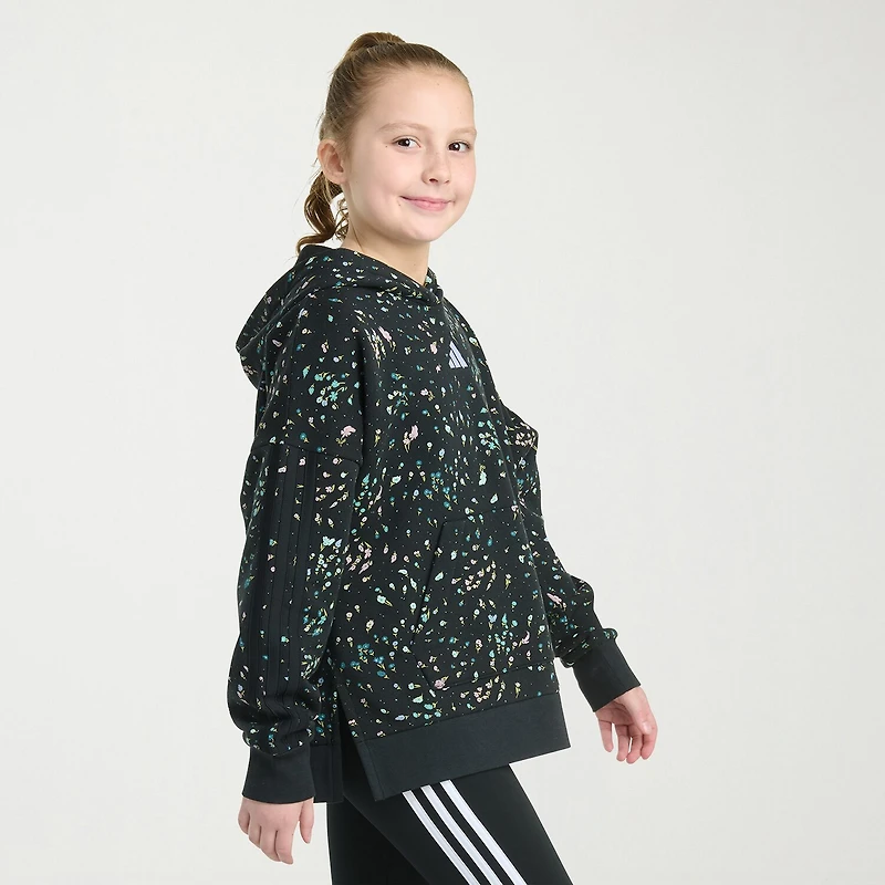 adidas Big Kid Girls Long Sleeve Embroidered Fleece Active Hoodie
