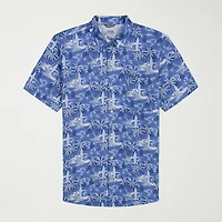IZOD Dockside Chambray Mens Short Sleeve Classic Fit Big and Tall Button-Down Shirt