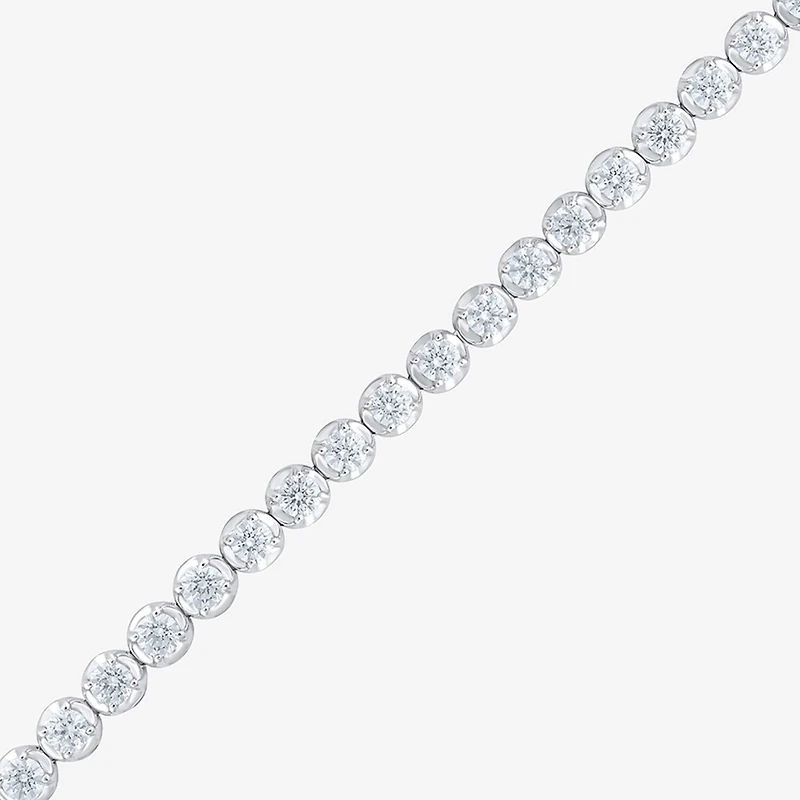 F / Vs2) Womens Ct.T.W. Lab Grown White Diamond 10K Gold Inch Tennis Bracelet