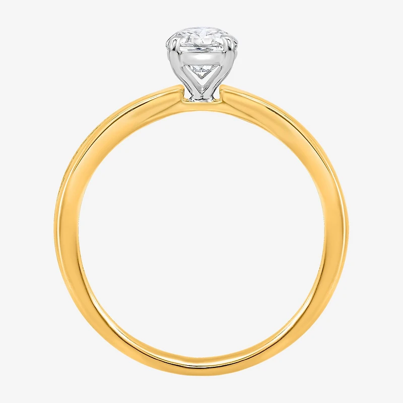 (I / Si2) Womens 1 CT. T.W. Lab Grown White Diamond Sterling Silver Oval Side Stone Engagement Ring