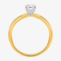 (I / Si2) Womens 1 CT. T.W. Lab Grown White Diamond Sterling Silver Oval Side Stone Engagement Ring